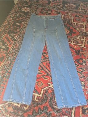 Women’s Blue Flare Jeans with Front Seam Detail